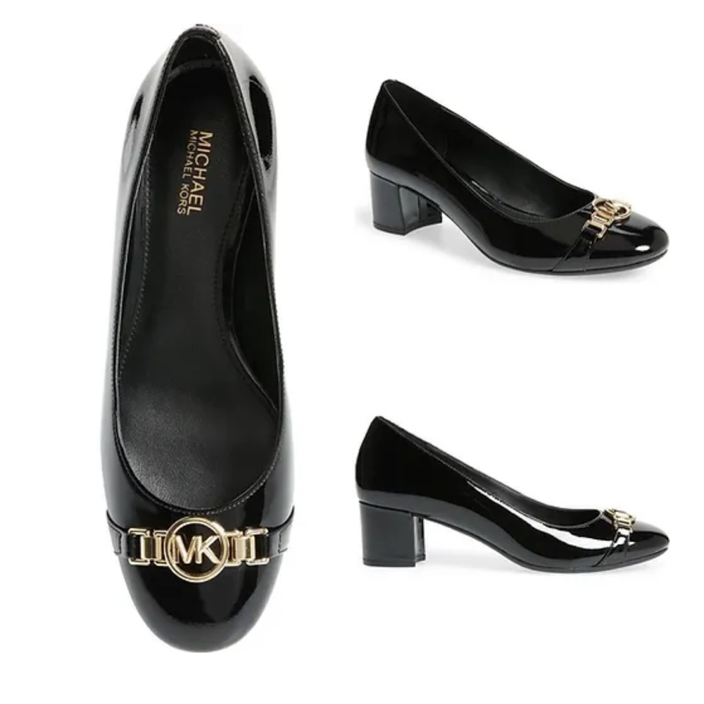 New MICHAEL MICHAEL KORS Hattie Logo Block Heel Pumps